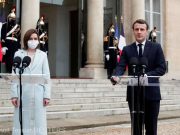 Maia Sandu și Emmanuel Macron, la Palatul Elysée