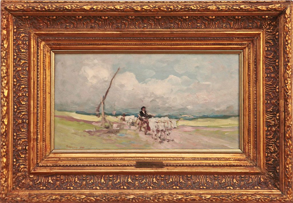 Celebrul tablou „Care cu boi venind de la câmp” de Nicolae Grigorescu este expus la Muzeul Național de Artă al Moldovei